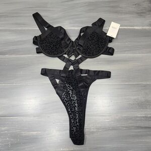 Oh La La Cheri Wild and Free Teddy Mesh Strappy Bodysuit Black Size L/XL